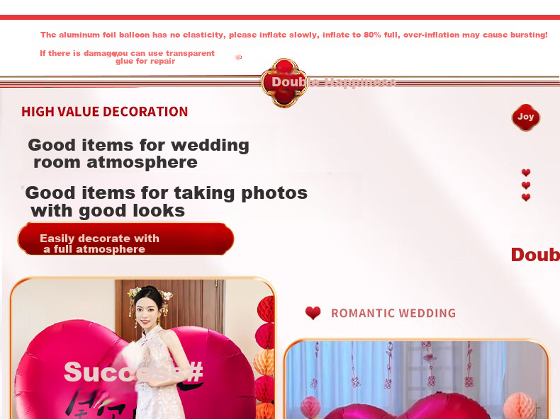 Jiashigao Extra Large Heart-Shaped Balloon for Proposal, Engagement, Wedding, Indoor Atmosphere Decoration, Wedding Room Decor 7