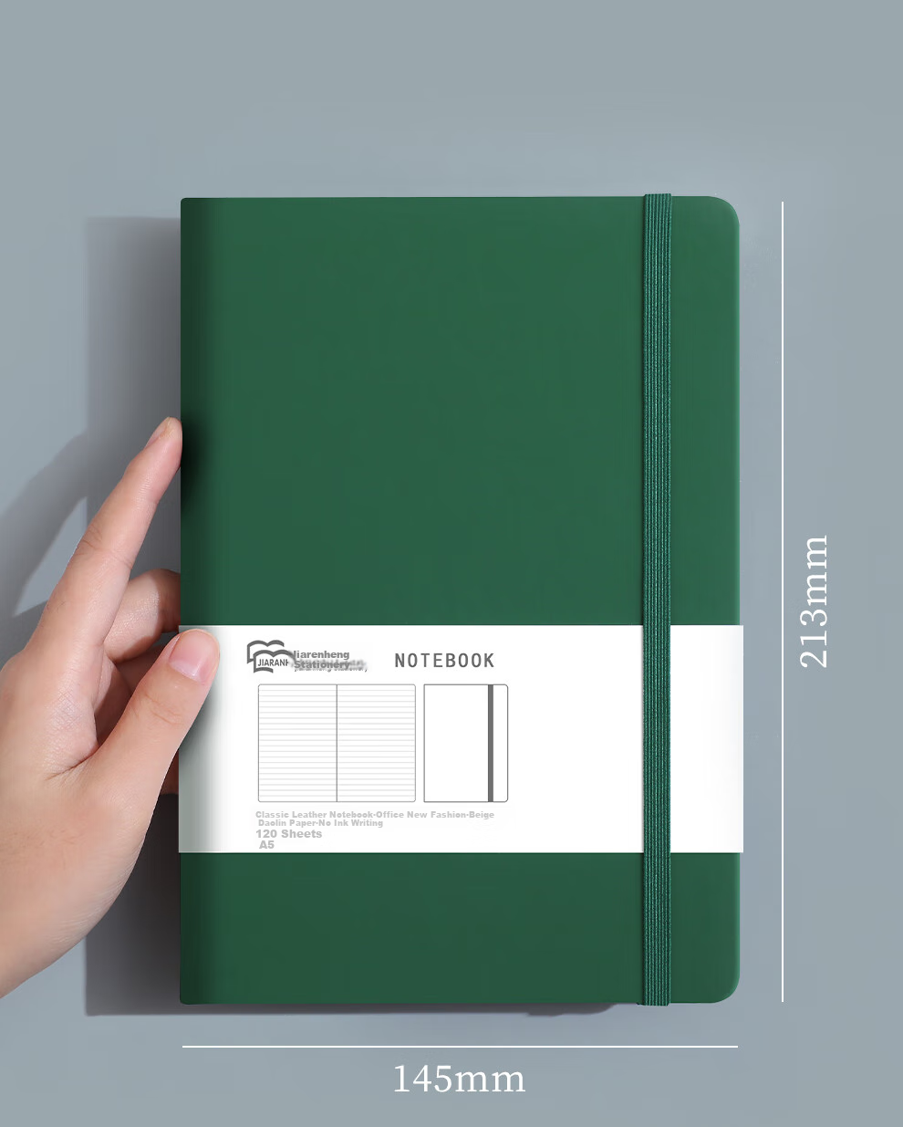 Jiaranheng Notebook, A5 Size with High-Quality Leather Cover, Thickened with Binding Straps, Suitable for College Students' Diaries, Business Office Stationery, Meeting Notes, Work Logs, Customizable, Blue Color 15