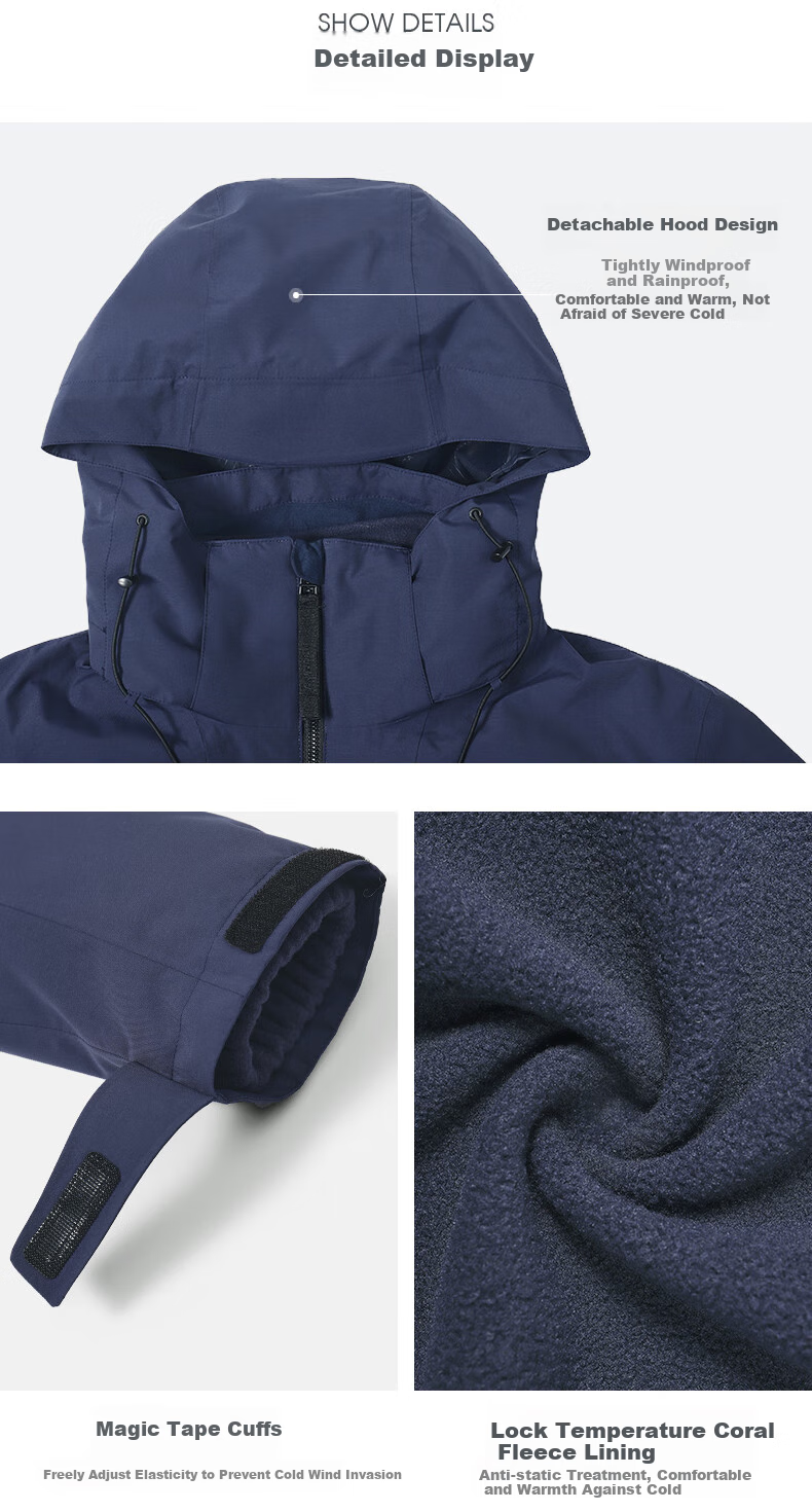 CAMEL Men's And Women's Three-In Detachable Mountaineering Jacket 118 Fairy Tale Pink/Deep Blue, Women's S 15