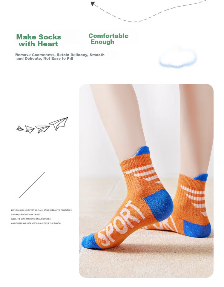 LangSha Children's Socks, Boys' Mid-Calf Cotton Socks for All Seasons, Casual Sports Short Socks for School-Age Kids, 5 Pairs Per Pack 14