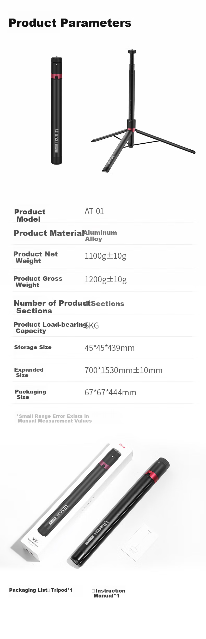 Ulanzi AT-04 Roller Tripod Storage Bag, Outdoor Mini Phone Mirrorless DSLR Gimbal Live Streaming Mobile Photography Selfie Stick with Handheld Tripod, Desktop Stand 9