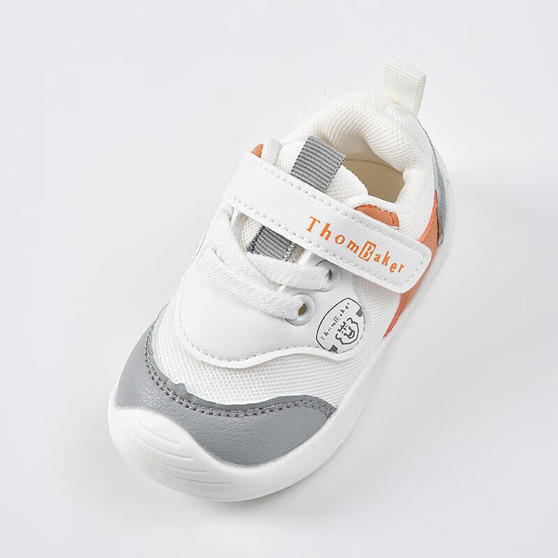 ThomBaker Toddler Shoes Spring And Autumn Style, Baby Walking Shoes for Boys And Girls, Functional Breathable Non-Slip Footwear, White And Red, Size 19 2