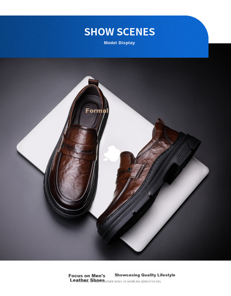 Zhengtai British Men's Leather Shoes, Thick-Soled Heightening Breathable Loafers, Business Casual Leather Shoes for Men, JZ0210, Black, Size 42 6