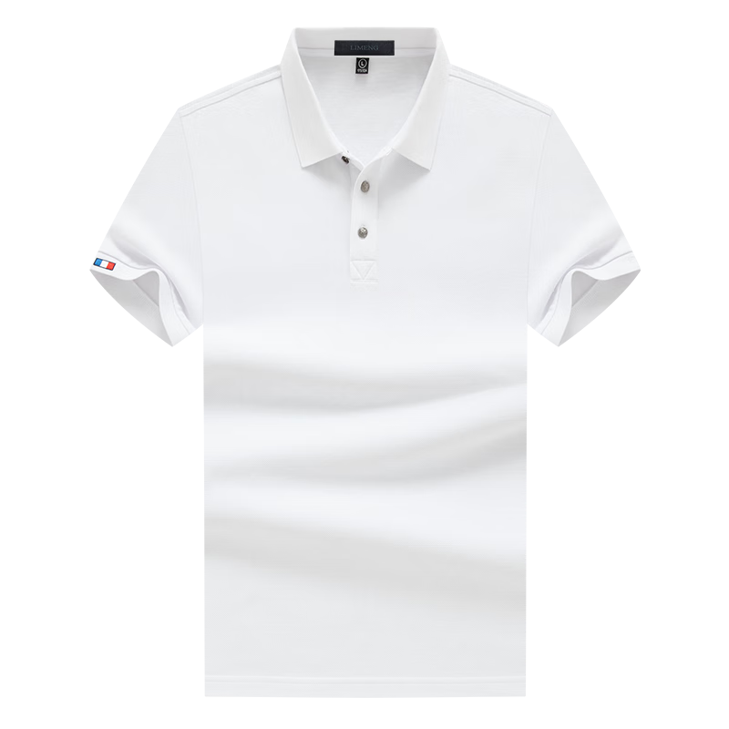 LIMENG Men's Short Sleeve T-Shirt Summer Solid Color 100% Cotton Polo Shirt White XL