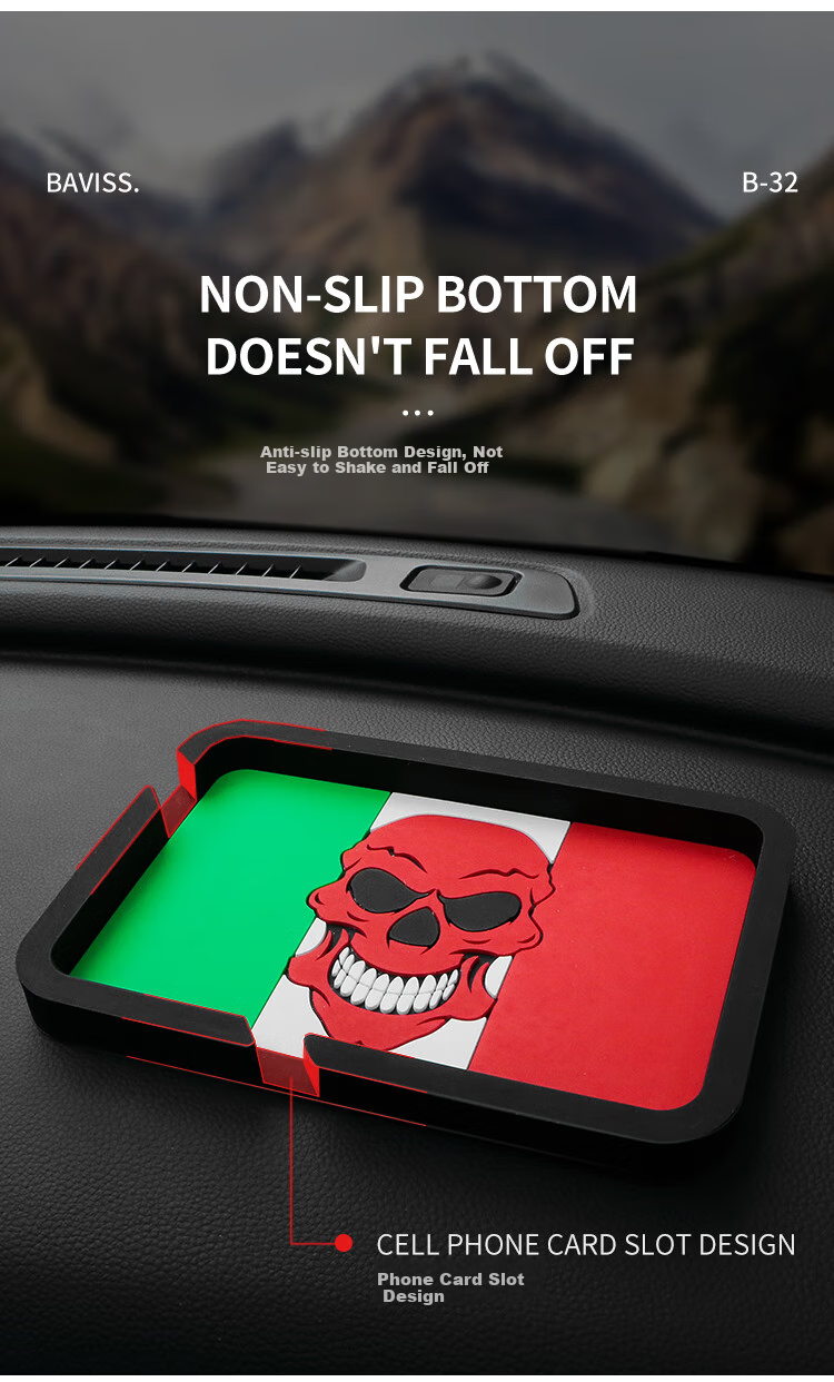 Dijialun Car Phone Holder, Center Console Anti-Slip Mat, In-Car Dashboard Navigation Mount Clip, German Flag 7