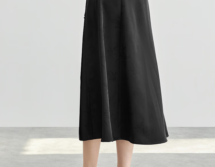 Sentubila New Chinese Style A-Line Skirt for Women, Spring And Autumn Slimming Modified Horse-Face Skirt, Black Mid-Length Skirt, Black, Size M 20