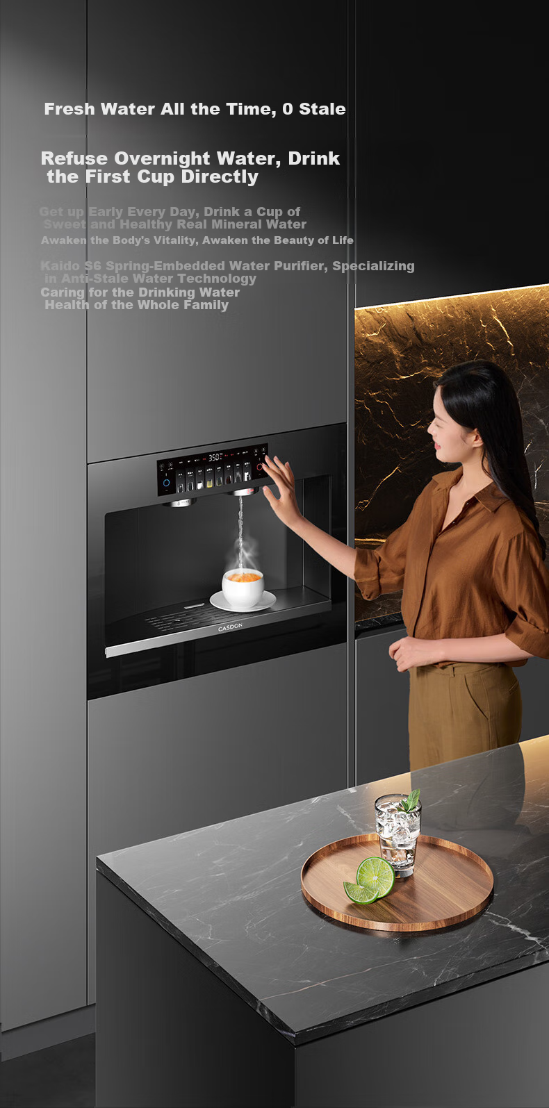 CASDON Built-In Direct Drinking Water Purifier, Home Water Filtration System, Integrated Hot And Cold Water Dispenser with Water Line, Spring-Like Taste ZS9 Yang Mi's Same Model 9