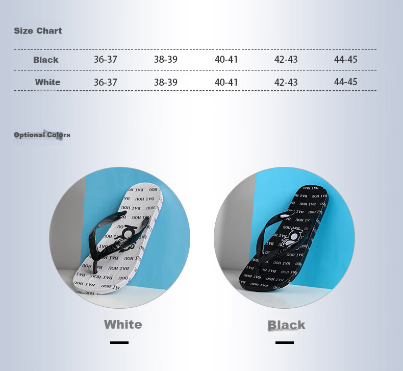 BAIHOU Men's Flip-Flops, All-Season Outdoor Cartoon Black And White Printed Beach Sandals, R-17 Black Size 40-41 9