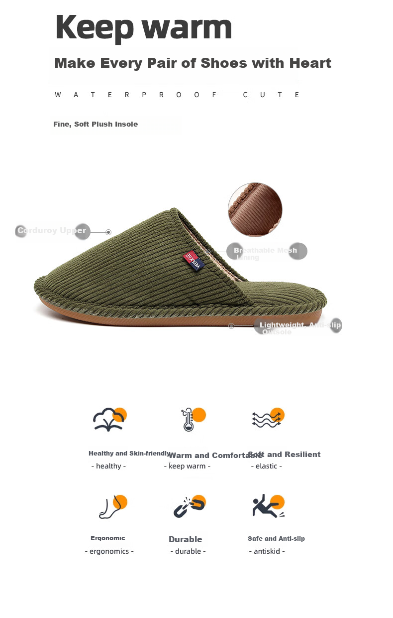 GUOLUOFEI Couple's Slippers, Men's All-Season Spring And Autumn Soft-Soled Wooden Floor Bedroom Slippers for Women, Beige, Size 36-37 2
