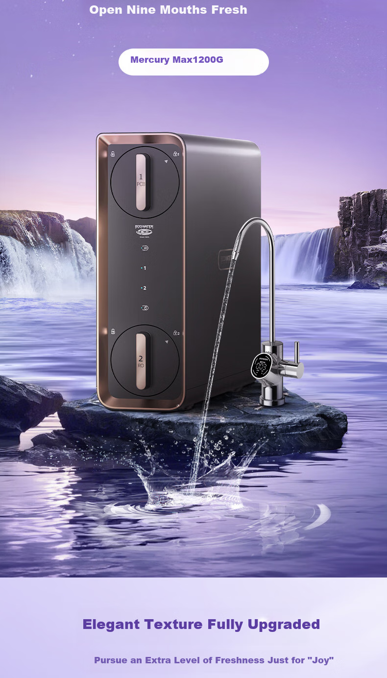 ECOWATER Water Purifier for Home Kitchen Under-Sink Equivalent 1400G Long-Lasting RO Membrane Reverse Osmosis Fresh Water Dispenser with Zero Stale Water, Baby-Friendly Water Venus MAX Compact Household Appliance Subsidy ERO188-2 3