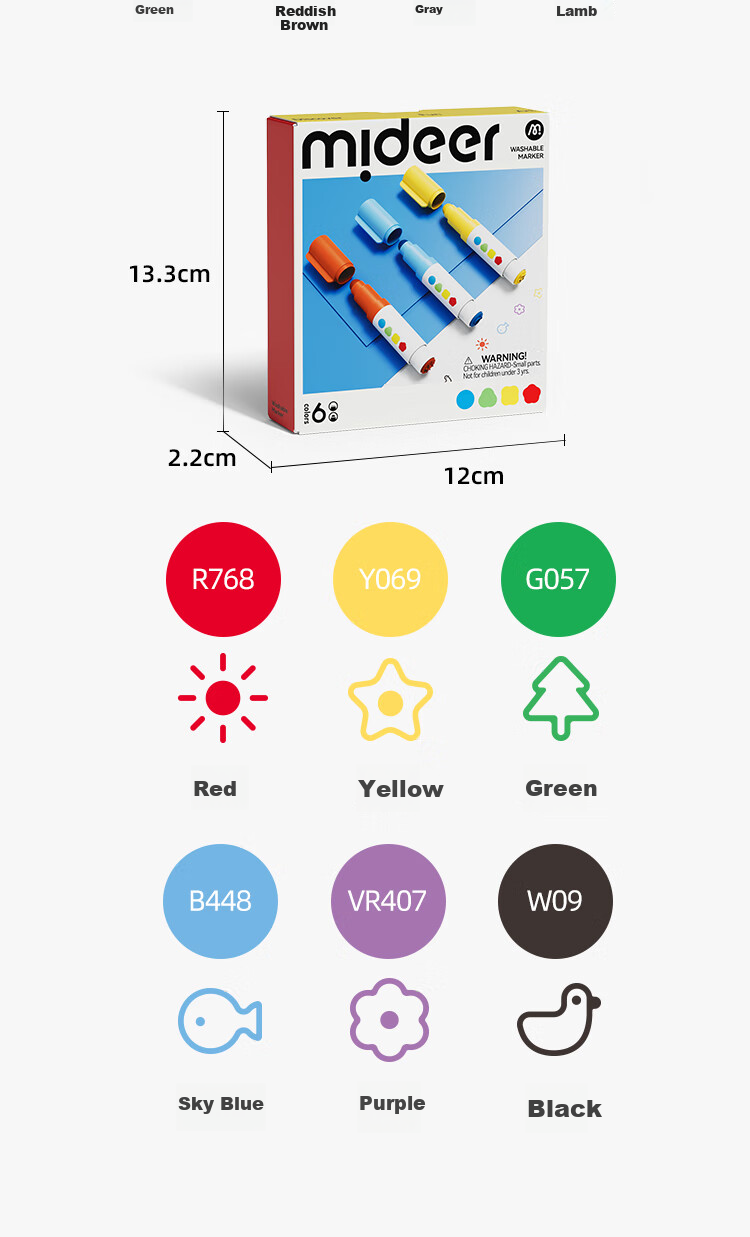 MiDeer Children's Round Tip Watercolor Markers, Dual-Tip Stamp Pen, Washable Drawing Pens with Cap, Stamp Painting Tool - 6 Colors [Upgraded Stamp Version] Watercolor Markers 10