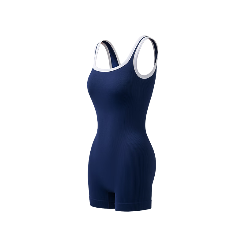Curvilism [Victoria Song Style] Yoga Fitness Shaping Bodysuit Tummy Control Hip Lift Waist Cincher Navy Blue Size L