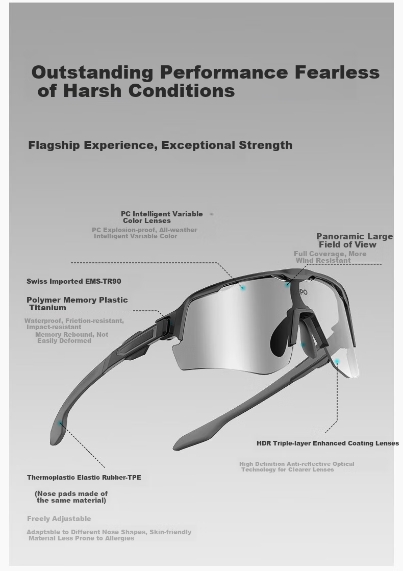 ZIPPO American Smart Color-Changing Sunglasses, Integrated Cycling Glasses, Professional Sports Goggles, Fishing Glasses, 24185C2-73 6