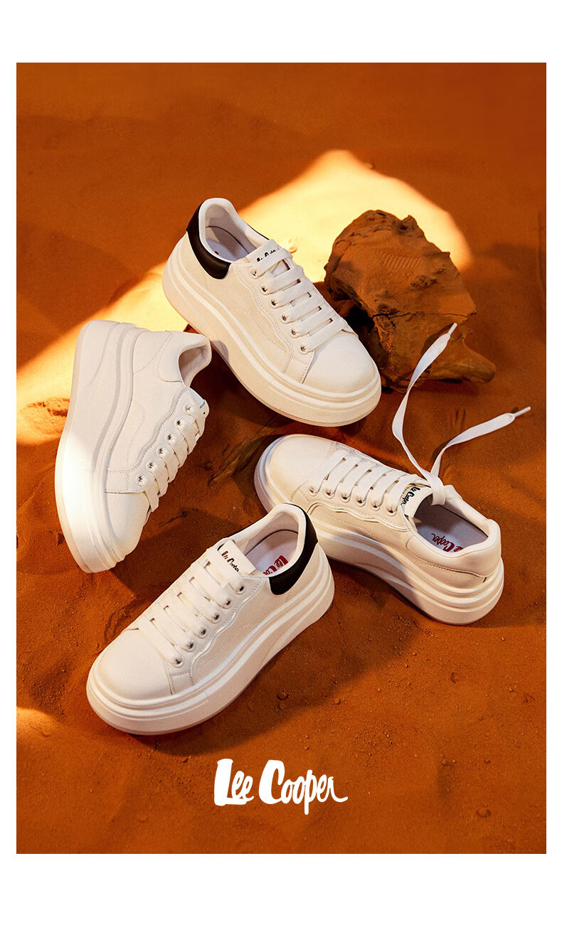 Lee Cooper Fashion Simple Lace-Up Platform Casual Shoes for Women LCQBCA2251352 Beige And Black Size 36 2