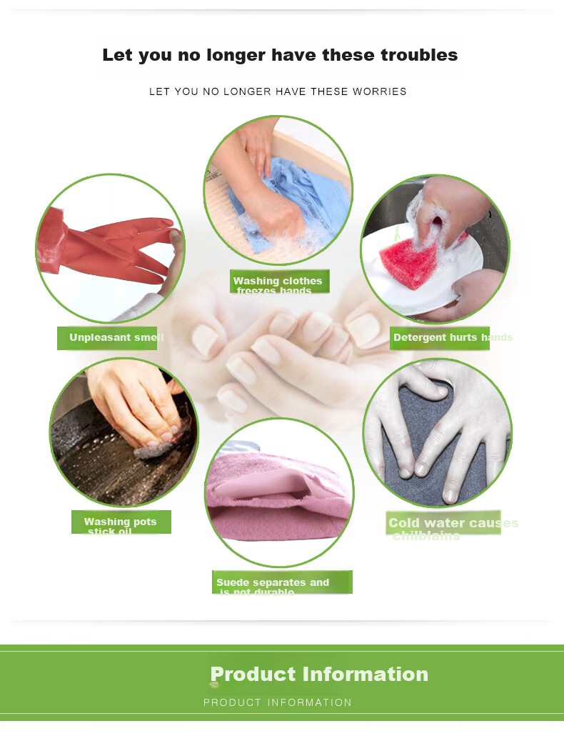 Kelinlai Flocked Nitrile Gloves, 2 Pairs, Medium Size M, Oil-Resistant, Wear-Resistant, Non-Slip, Waterproof, for Home Use, Dishwashing, Oil-Proof, Household Cleaning 2