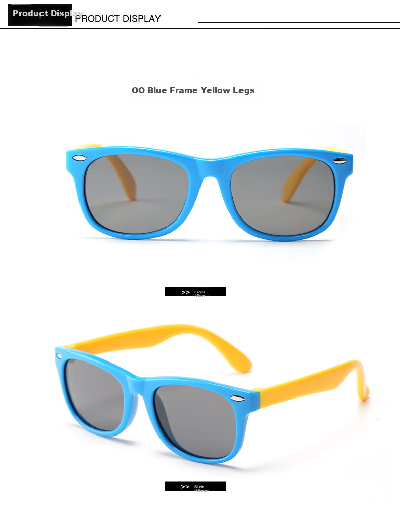 DRATRA Children's Polarized Sunglasses, Sunglasses for Boys And Girls, Baby Sun Protection, Silicone Cartoon Cute Trendy Color-Blocking Summer Style 10