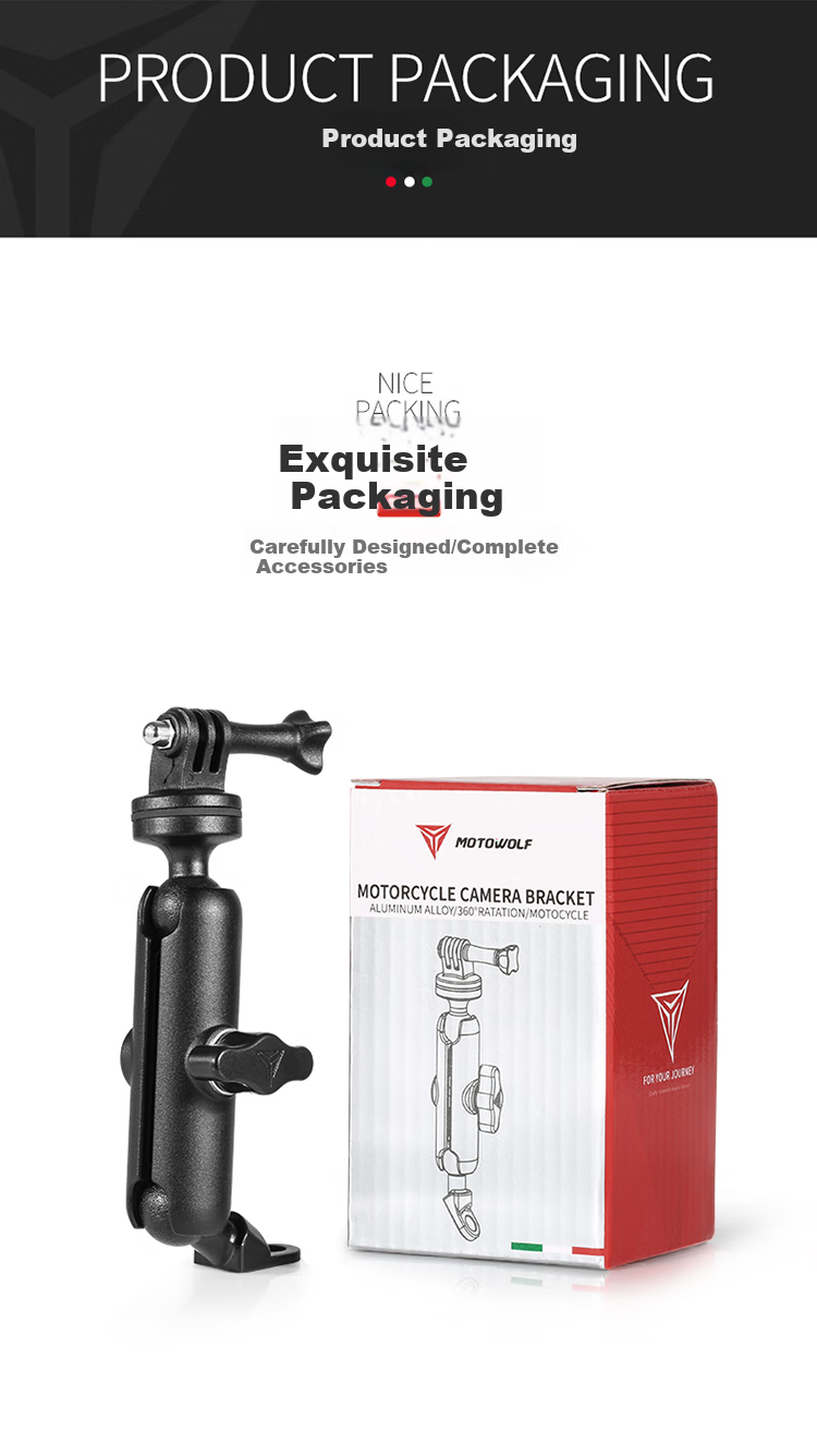 MOTOWOLF Motorcycle Dash Cam Bracket, Motorcycle Travel Riding Sports Camera Live Streaming Gimbal Mount, Modification Accessories 15