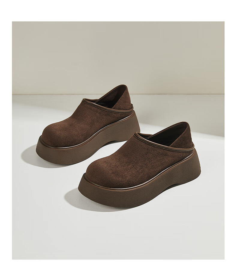 DAPHNE Women's Single Shoes, Fashionable Thick-Soled Retro Two-Way Birkenstock-Style Shoes, Soft-Bottom Versatile Slip-On Women's Shoes, Camel Color Single Lining, Size 35 12