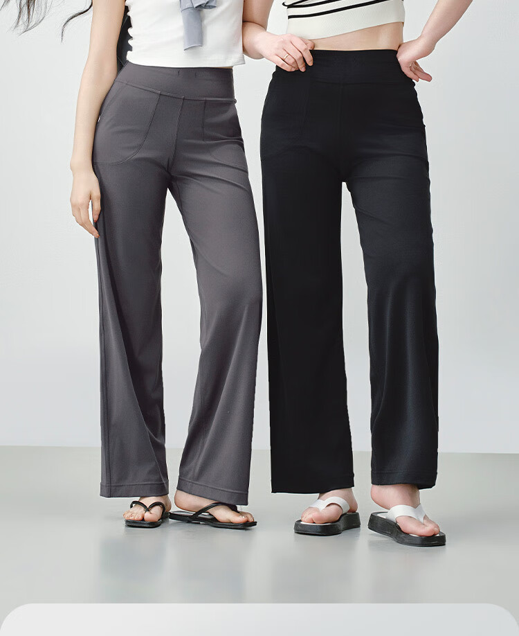 JD Jingzao Women's Casual Straight-Leg Pants 2026 New Loose Slim High-Waist High-Elasticity Pants Black M 3