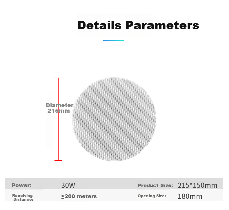 Newmine D9 Wireless FM Coaxial Ceiling Speaker, Home And Office Broadcast Background Music Active Wireless Ceiling Loudspeaker 8