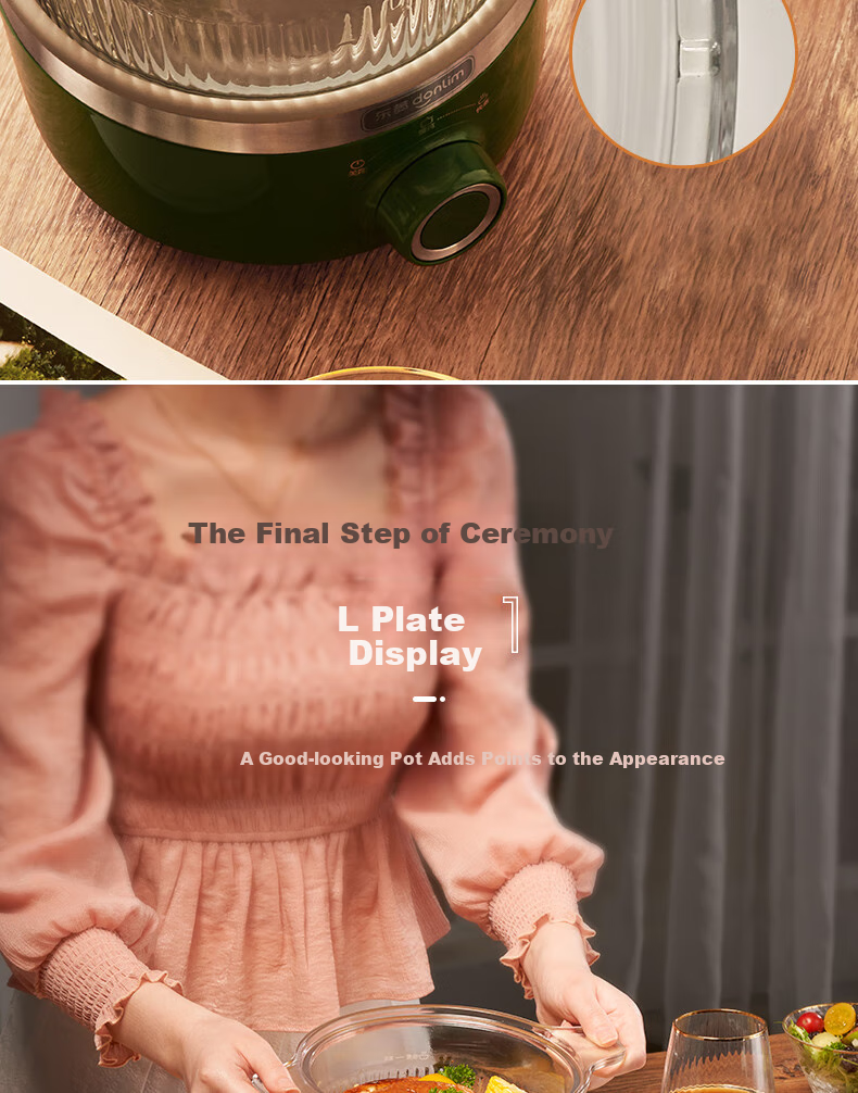 Donlim Electric Stew Pot, Soup And Bird's Nest Double Boiler, Health-Preserving Water Bath Cooker, BB Soup Pot, Small Glass Electric Stew Pot for Nourishment And Beauty, DL-9002 (Forest Green) 19