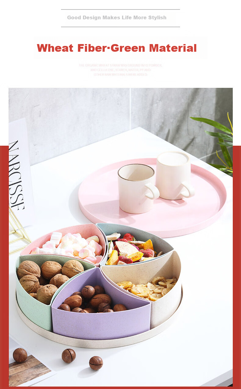 Jinghuisichuang Fruit And Nut Snack Storage Box, Dried Fruit And Nut Tray, Melon Seed Dish, Nuts And Seeds Plate, Stylish Creative Candy Box 2