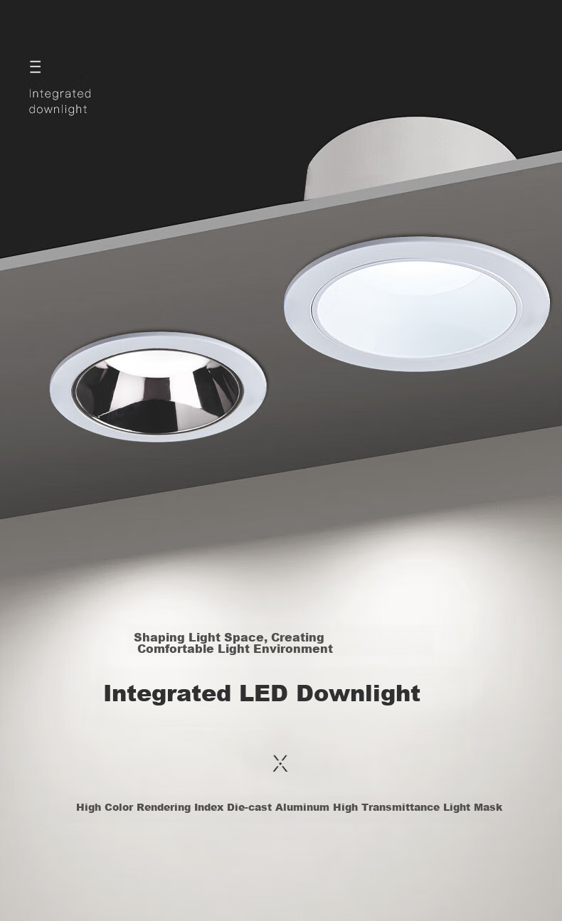 FSL Foshan Lighting LED Deep Anti-Glare Narrow-Frame Downlight, 2.5 Inch 6W High Color Rendering Ra90, Three-Stage Color Adjustment, Pressure-Cast Aluminum, Rouyue Series White Cup 1