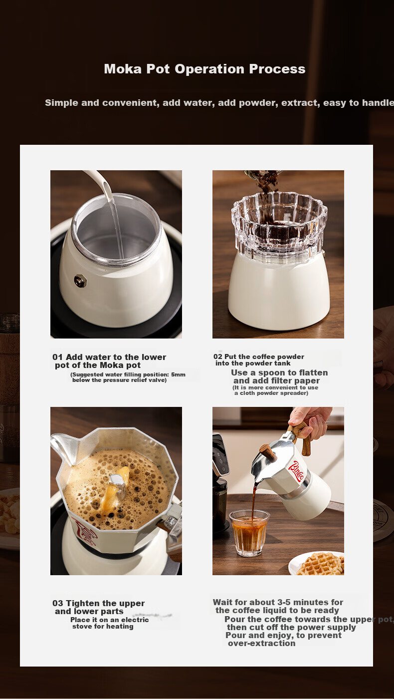 Bincoo Moka Pot Gift Set, Italian-Style Coffee Maker for Home Use, Birthday Gift, National Day Present 9