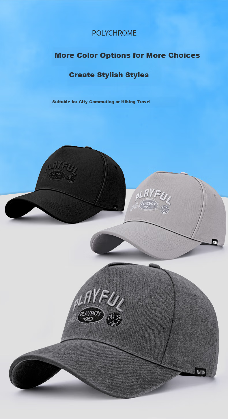 PLAYBOY Baseball Cap for Men, Spring Summer All-Season Casual Versatile Sun Protection Travel Visor Hat Outdoor UV Protection Cap for Middle-Aged Me 7