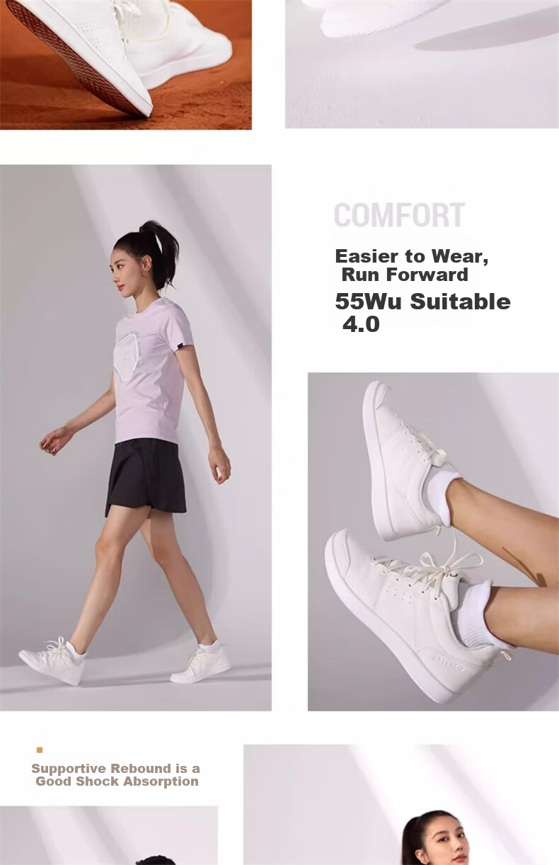 DECATHLON White Sneakers, Skateboard Shoes, Tennis Shoes, Shock-Absorbing, Breathable, Couple Shoes, Off-White, Size 41-4423219 14