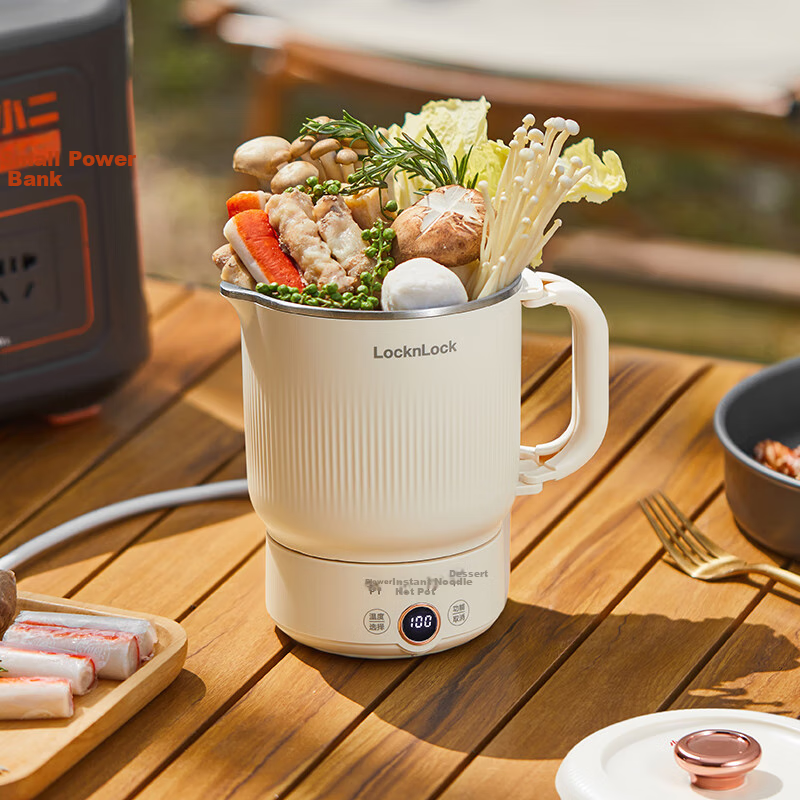 Locknlock Folding Kettle Portable Hot Water Kettle for Home Use Electric Kettle Outdoor Travel Kettle Business Trip Electric Kettle Electric Cooker Portable Electric Hot Pot 0.8L