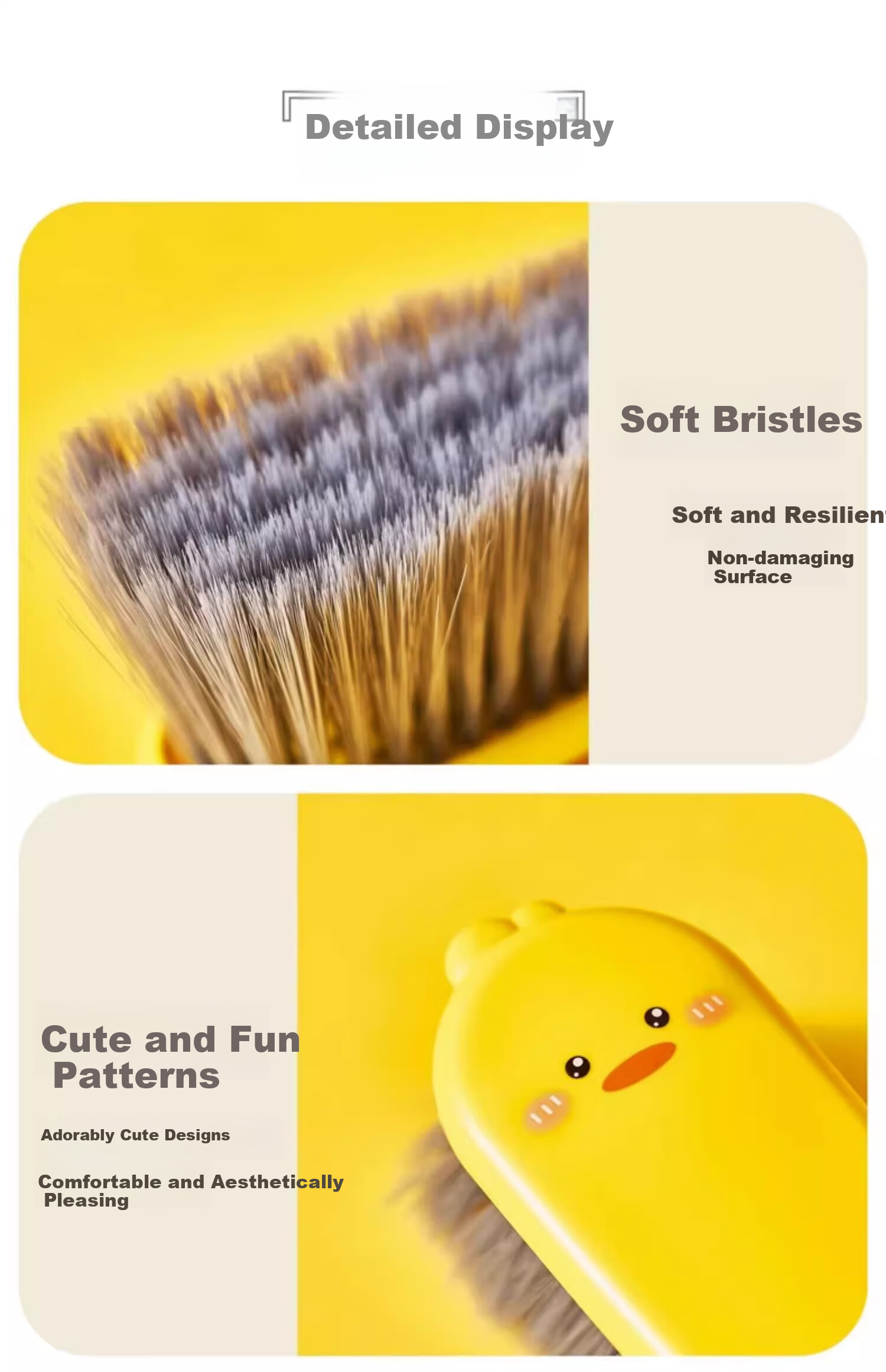 PINYU Bed Brush, Dust Removal Brush, Soft Bristles, Large Size, Deep into Gaps, Bed Broom, Sofa Gaps, Carpet Cleaning Brush, Egg Yolk Duck 7