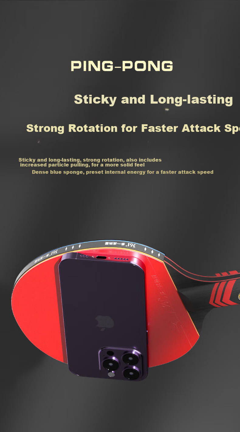 361° Table Tennis Racket, Straight Handle Or Penhold Grip, Professional Adult Competition Training, Double-Sided Reverse Rubber, Single Racket Set 12