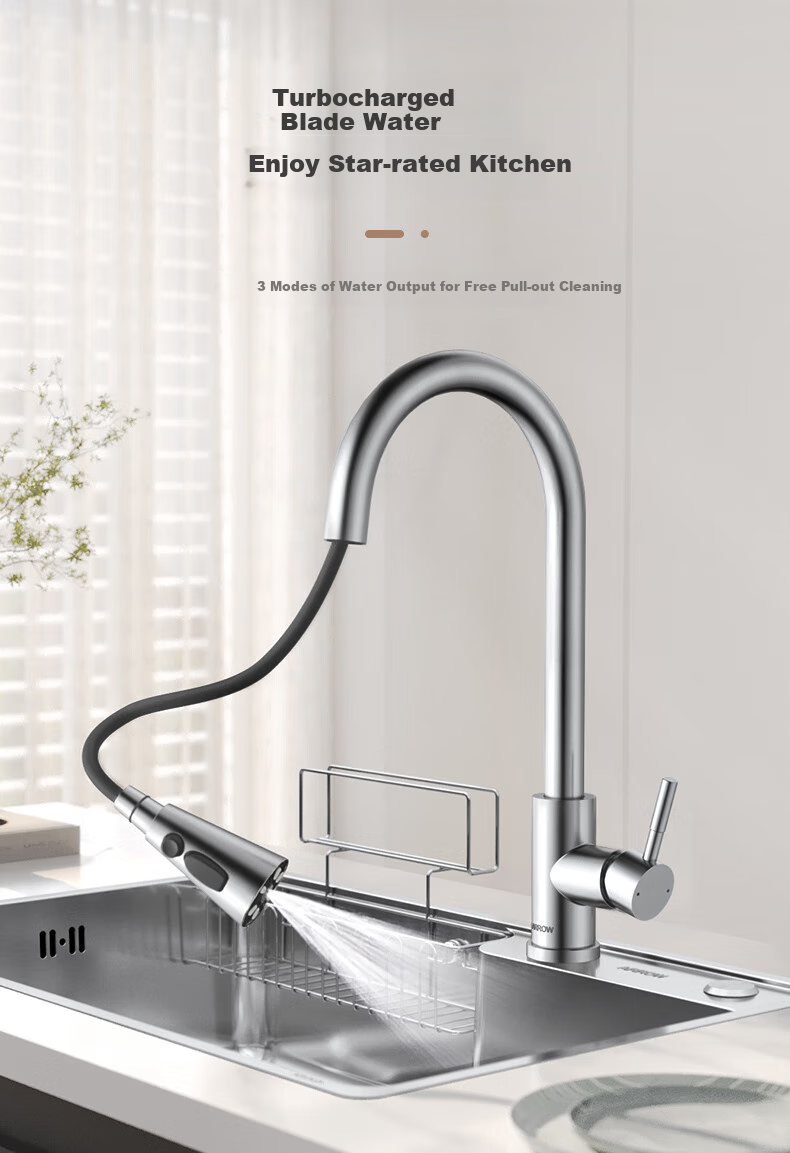 ARROW 304 Stainless Steel Hot And Cold Water Faucet, Rotatable Pull-Out Tap, Kitchen Pull-Type [15% Refreshing Subsidy] 1