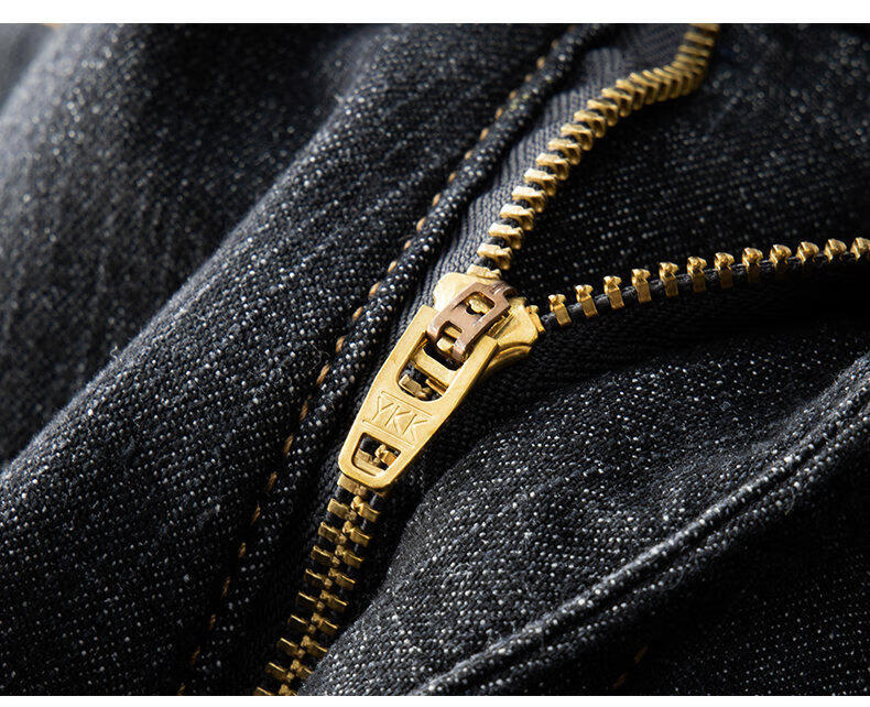 ROMON High-End Jeans for Men, Spring And Autumn Straight-Leg Slim-Fit Stretchy Skinny Casual Pants Long Trousers Black Size 30 16