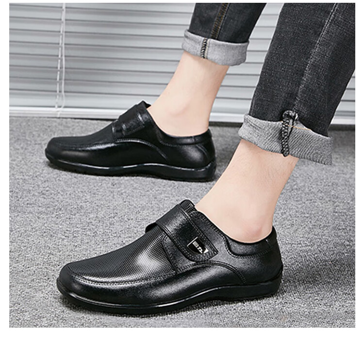 Huili Rain Boots for Men, Non-Slip Waterproof Shoes, Outdoor Wear-Resistant Rubber Shoes, Faux Leather Shoes, Oil-Resistant Chef Work Shoes, 3289 Black, Size 41 5