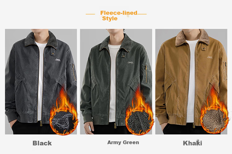JEEP Men's Jacket, Spring And Autumn Casual Loose Workwear Lapel Coat, Army Green, Size L 3