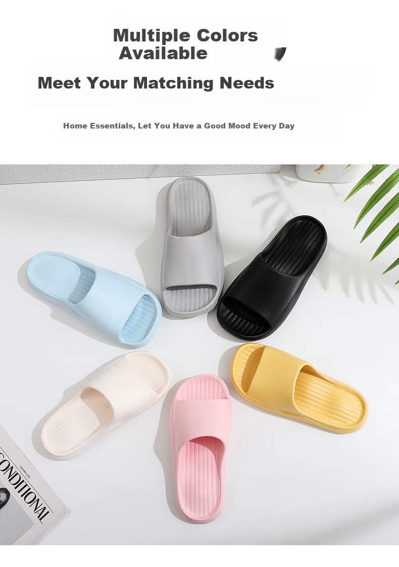 GUOLUOFEI Home Slippers for Men, Summer Indoor Non-Slip Thick Sole Couple Bathroom Shower Sandals for Women, Black, Size 44-45 3