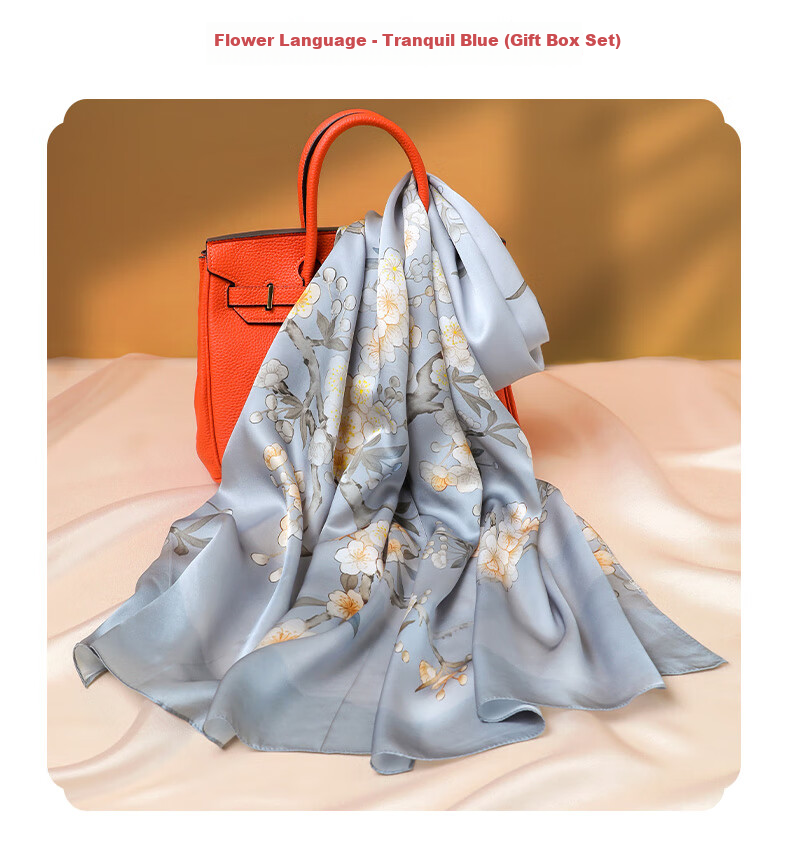 Hangsifu Silk Chinese-Style Scarf, Mulberry Silk Shawl, Birthday Gift for Mom, Practical Gift Box for Women, Machine Gree 30
