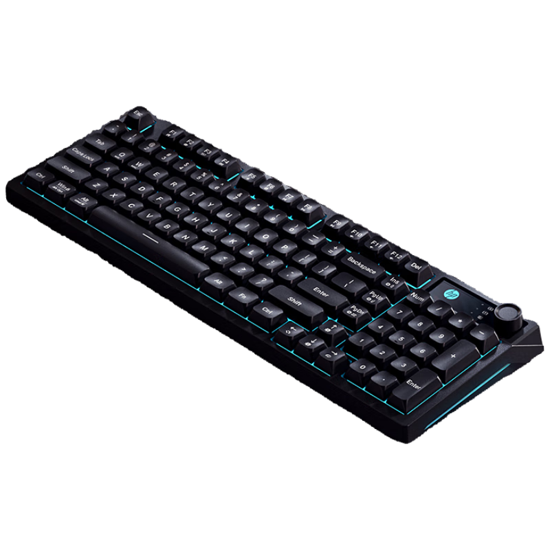 HP K500F Mechanical Feel Keyboard, 98-Key Layout, Multifunctional Knob, for Office And Gaming, Desktop Computer, Laptop, Wired Keyboard And Mouse Combo, Black