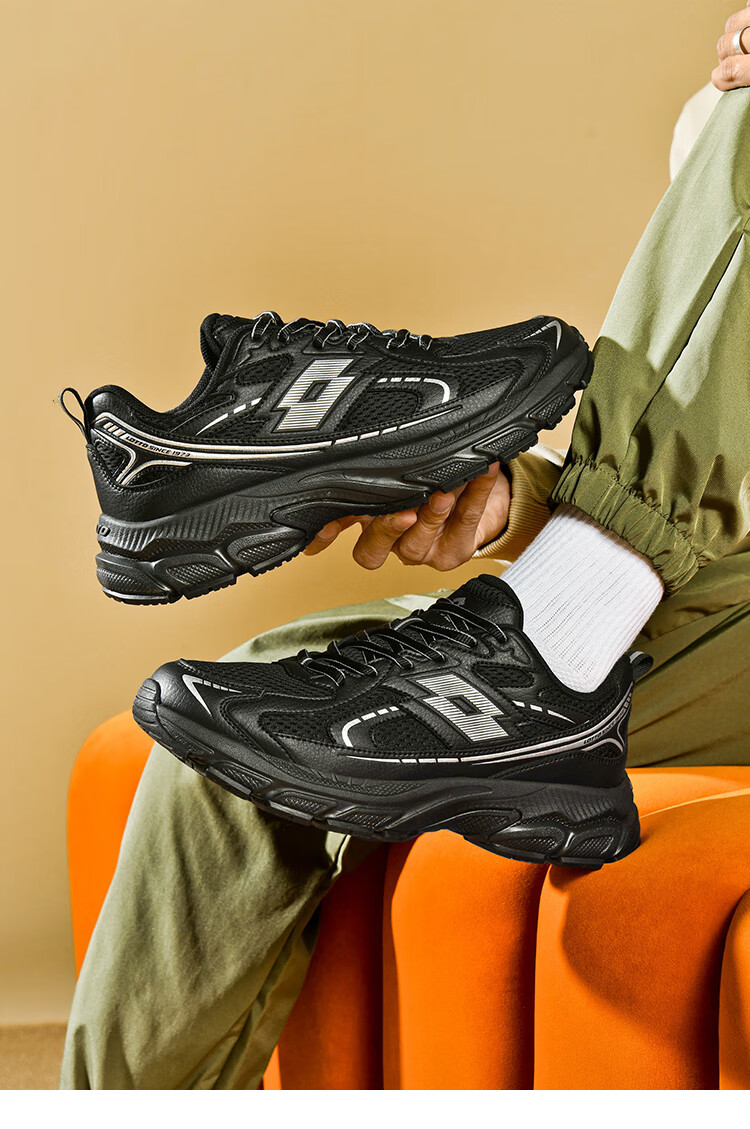 LOTTO Men's Shoes, Spring Casual Sneakers, Retro Dad Shoes, Outdoor Running Shoes, Black, Size 41 14