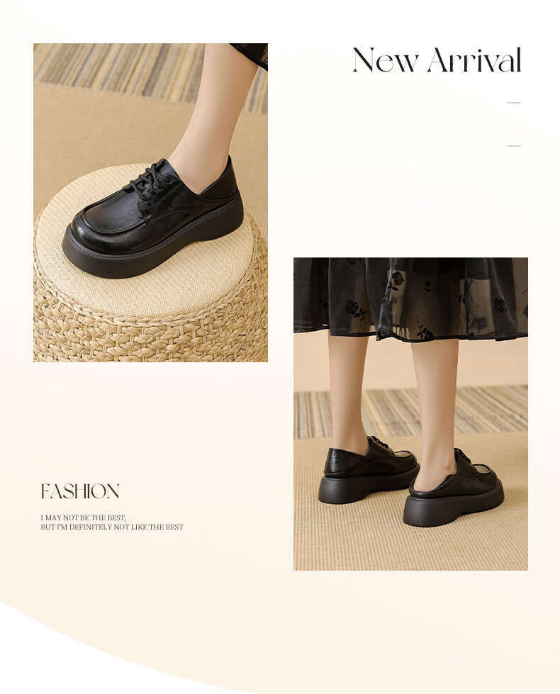 DAPHNE Retro Versatile Comfortable Spring And Autumn British Style Black Lace-Up Shoes Thick-Soled Heightening Loafers, Black, Size 36 9