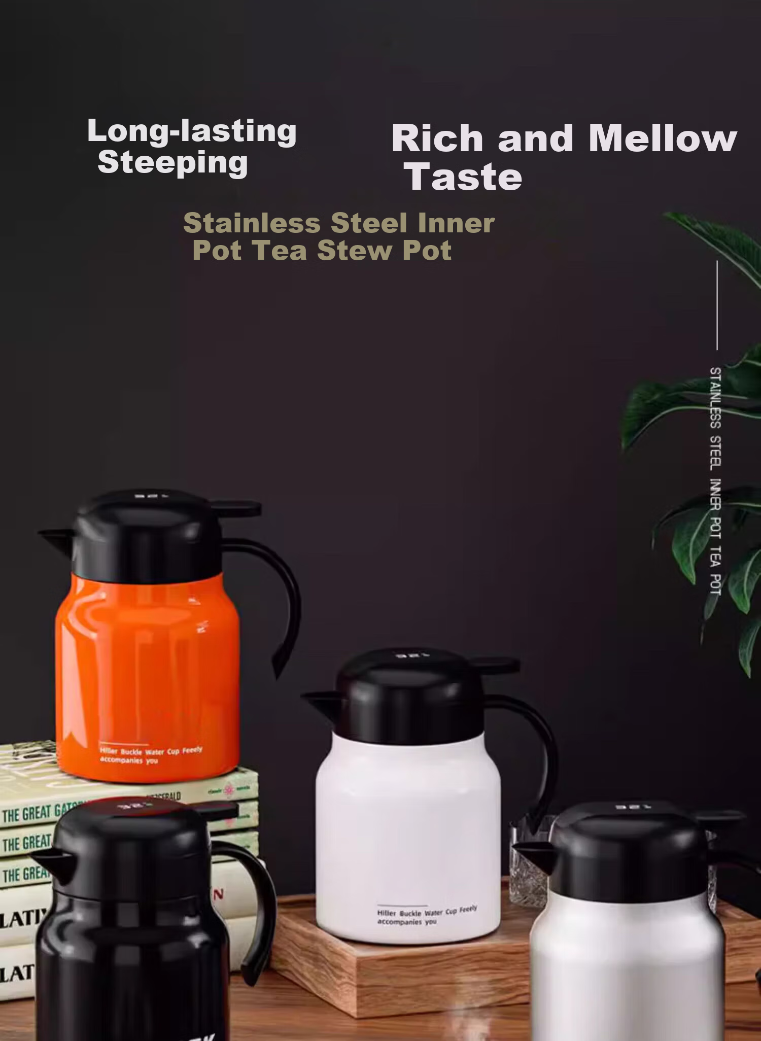 Jingyan Stainless Steel Insulated Pot, Tea Steeping Pot, Large Capacity Tea Maker for Home And Office Use, Hot Water Pot, 1L Capacity 1