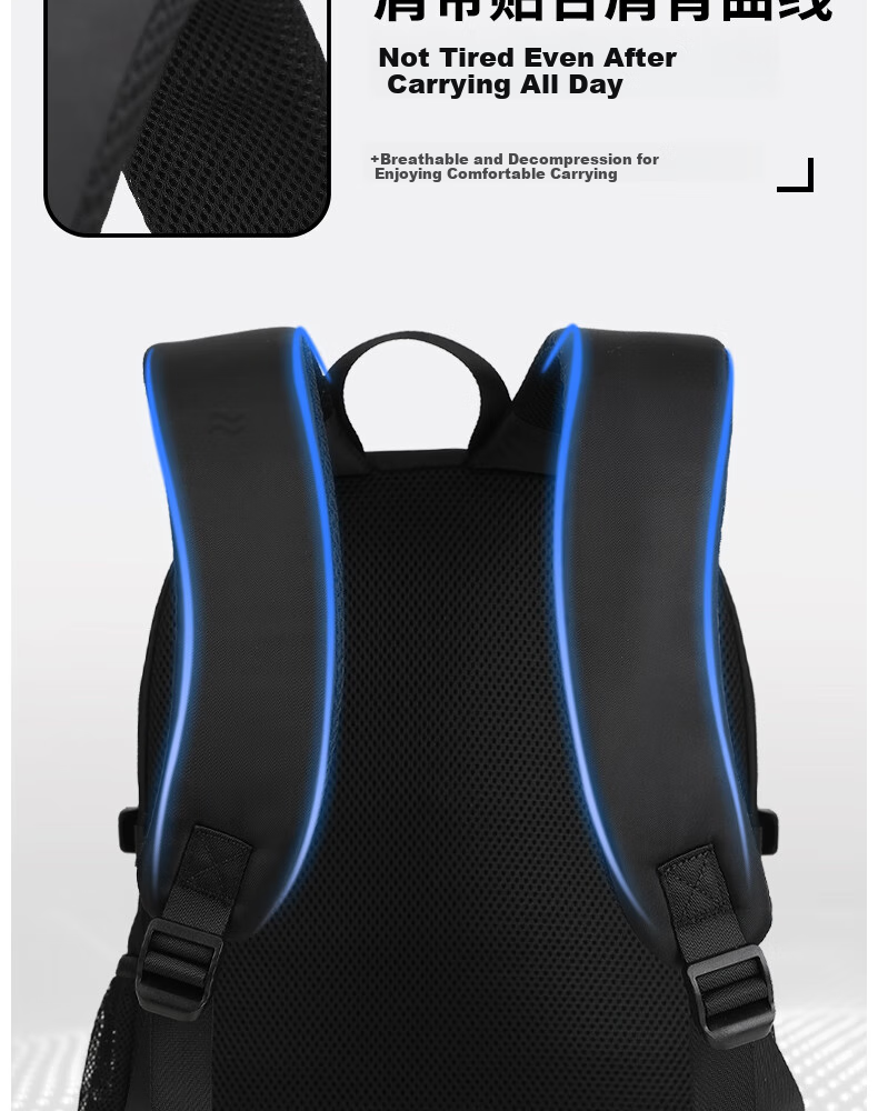 361° Backpack for Men And Women, Large Capacity Business Travel Backpack, Lightweight Water-Resistant School Bag for Middle And High School Students, Black 7