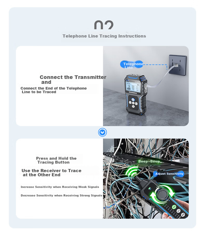 Jingmingshu NF-8209pro Cable Tester, Network Cable Finder, Multifunctional Network Length And Breakpoint Tester, POE Live Wire Tracer, Anti-Interference, Noise-Free 3