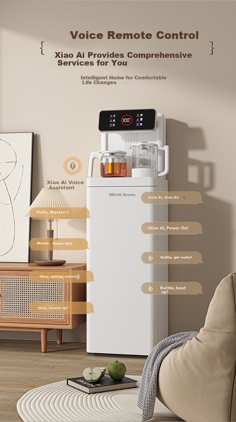 MeiLing Smart Voice Tea Bar Machine with Large Screen Remote Control, Floor-Standing Water Dispenser with Bottom-Placed Water Tank, Integrated Cabinet for Home Use, Cooling And Heating Fully Automatic Machine, Cold And Hot Model MY-C231B (Voice Control Version) 4