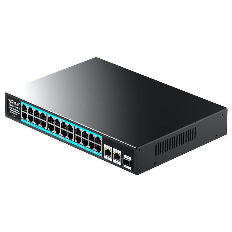 Huigu Gigabit 27-Port POE Switch, 24 Gigabit POE + 2 Gigabit Ports + 1 SFP Optical Port, Camera AP Network Cable Power Supply Switch Splitter HG-1026FP