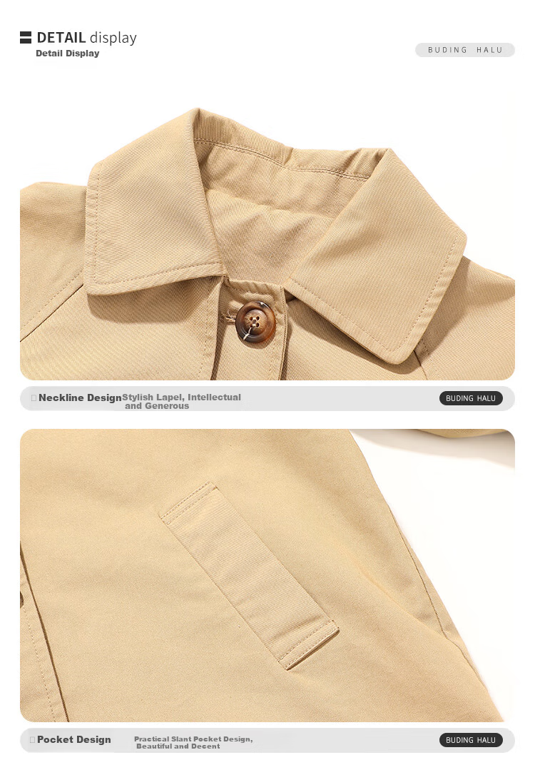 Budinghalu Girls' Jacket, Spring And Autumn Style, Children's Fashionable Versatile Windbreaker, Mid-Length, for Older Children, Casual Korean-Style Top, Trendy 5