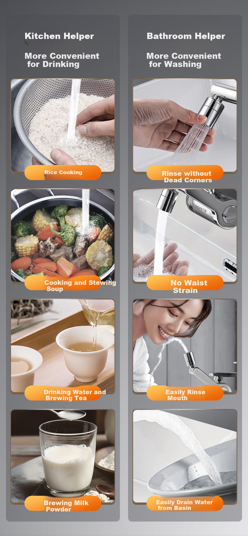 Joyoung Faucet Water Purifier, Stainless Steel Mechanical Arm, Multi-Directional Outlet, High Flow Rate, One Machine with Four Cores, JYW-RT60 6