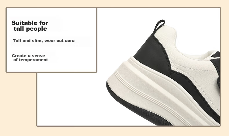 DAPHNE Thick-Soled Platform Sneakers for Women, Versatile Panda Shoes, Sports Casual Shoes, Platform Heightening White Sneakers for Women, Black, Size 36 12